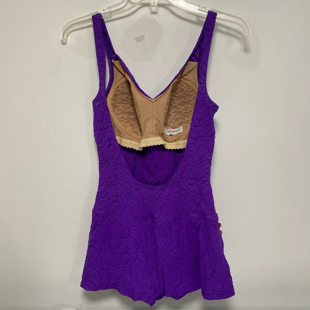 Vintage purple skirted one piece bathing suit